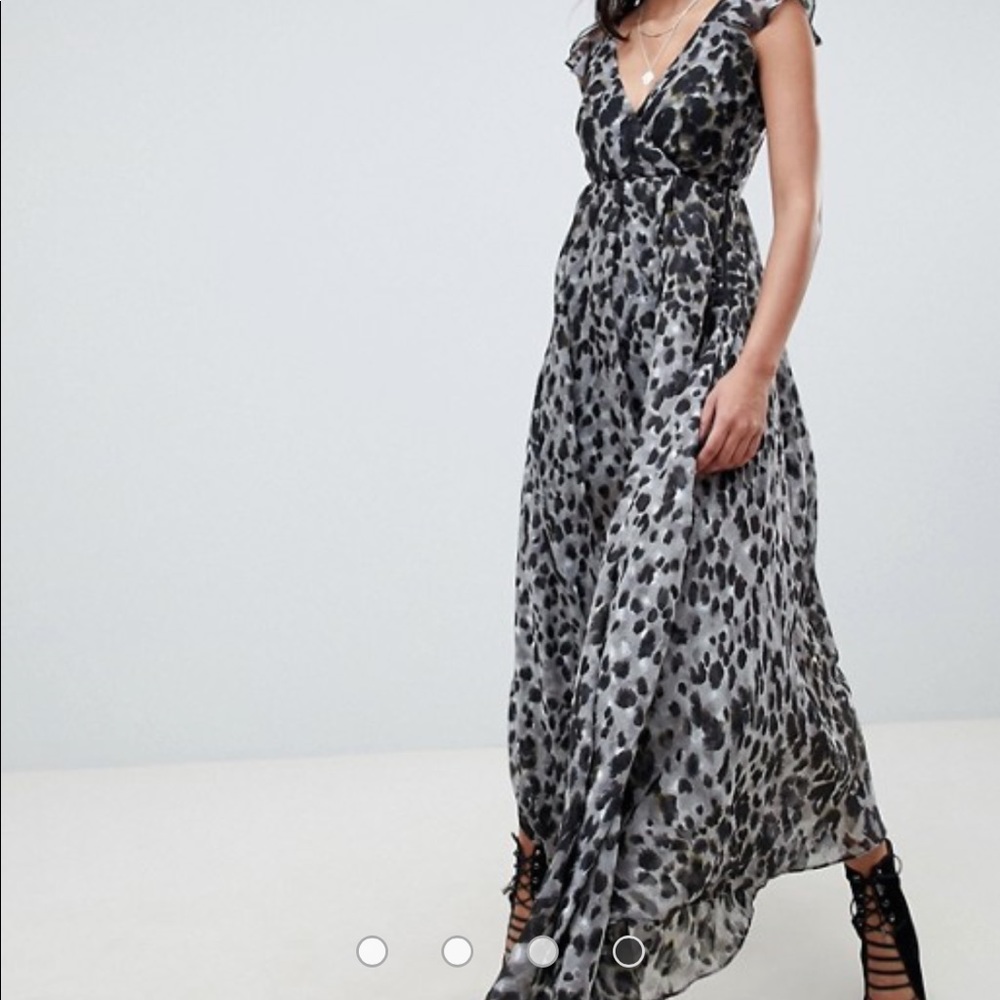 Religion Plunge Maxi Dress In Leopard size L